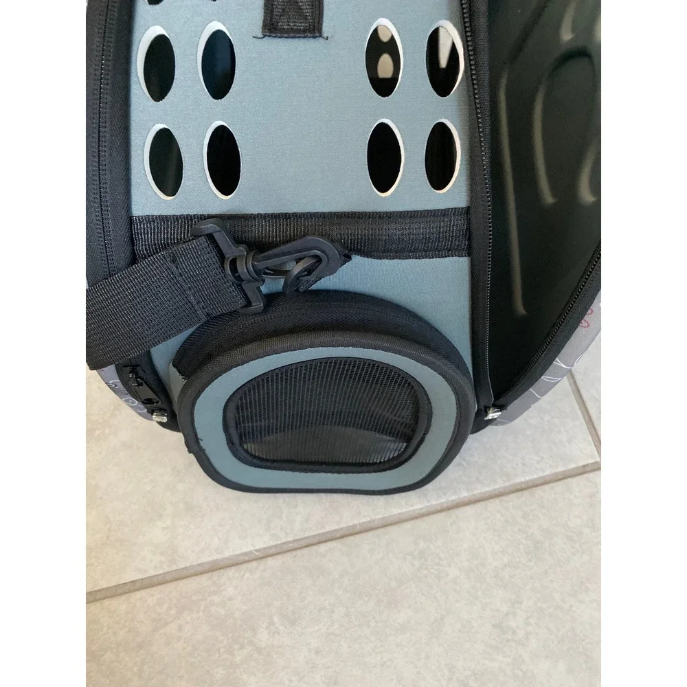 Gray Floral Paw Print Soft Sided Pet Carrier Small Dog Cat Travel Bag Mesh Vent